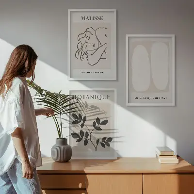 Matisse style plant wall art three piece set