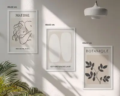 Matisse style plant wall art three piece set
