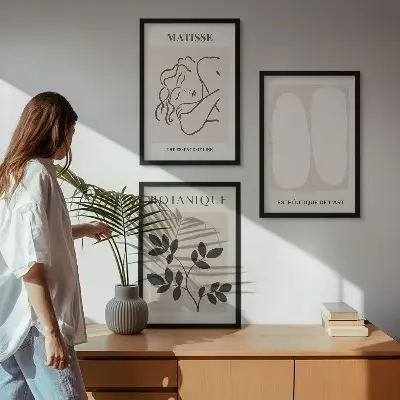 Three-piece wall art piece Matisse's Stylish Plant Paintings