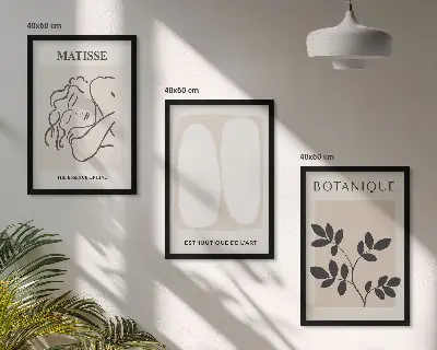 Three-piece wall art piece Matisse's Stylish Plant Paintings