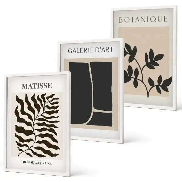 Minimalist plant wall art posters set of 3 framed pieces