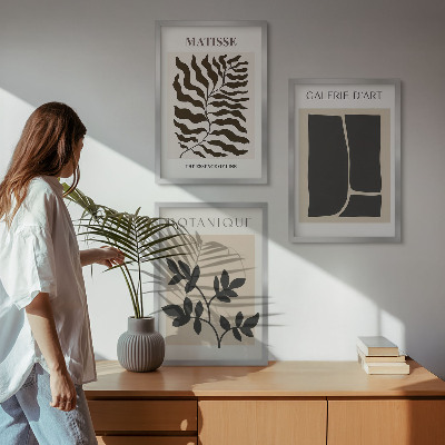 Set of 3 framed wall art pieces Minimalist plant posters
