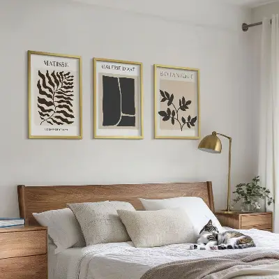 Minimalist plant wall art posters set of 3 framed pieces