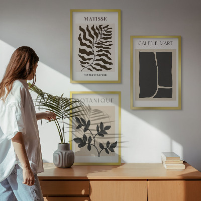 Set of 3 framed wall art pieces Minimalist plant posters