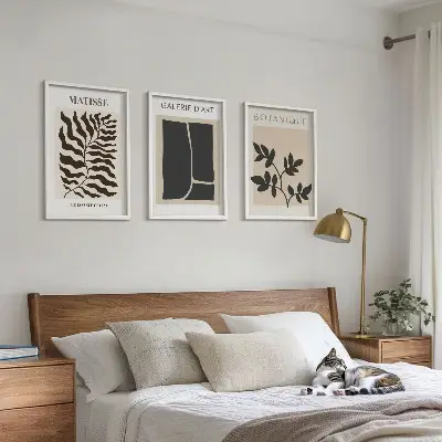 Minimalist plant wall art posters set of 3 framed pieces
