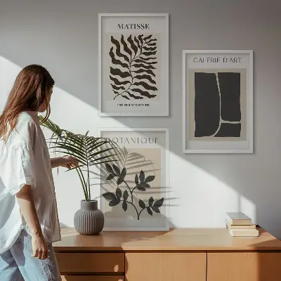 Minimalist plant wall art posters set of 3 framed pieces