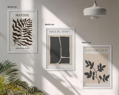 Set of 3 framed wall art pieces Minimalist plant posters