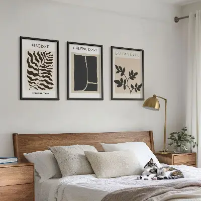 Minimalist plant wall art posters set of 3 framed pieces