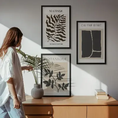 Minimalist plant wall art posters set of 3 framed pieces