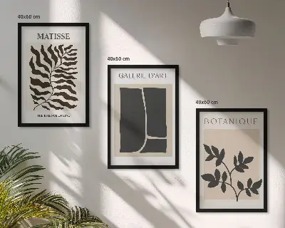 Minimalist plant wall art posters set of 3 framed pieces