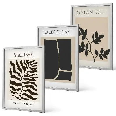 Minimalist plant wall art posters set of 3 framed pieces