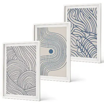 Wall art set Abstract lines waves shapes