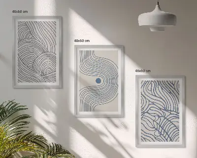 Wall art set Abstract lines waves shapes