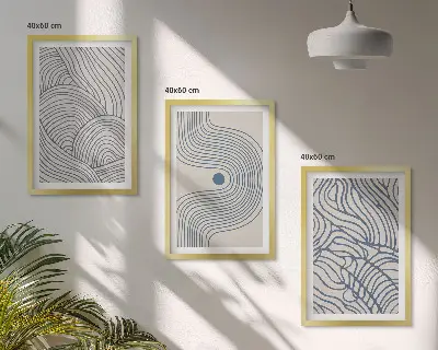 Wall art set Abstract lines waves shapes