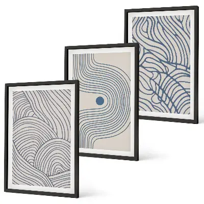 Wall art set Abstract lines waves shapes