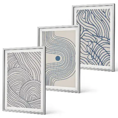 Wall art set abstract lines, waves, and shapes