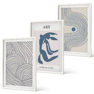 Three-piece wall art piece Abstract blue lines