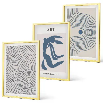 Three-piece wall art piece Abstract blue lines