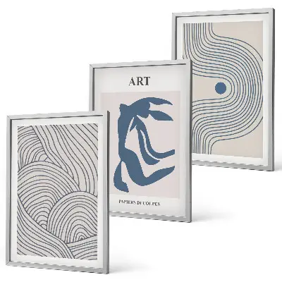 Three-piece wall art piece Abstract blue lines