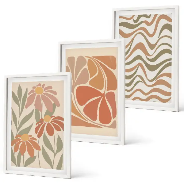 Pastel abstract flowers wall art three-piece set