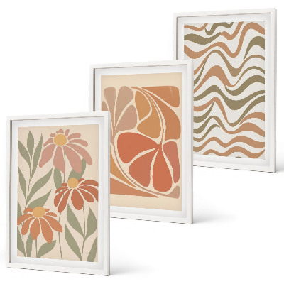 Three-piece wall art piece Pastel abstract flowers