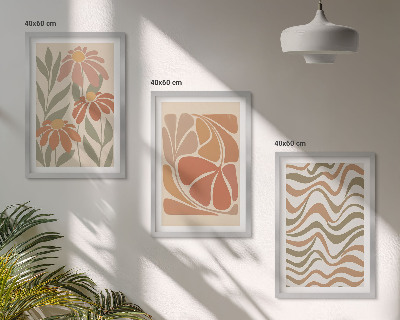 Three-piece wall art piece Pastel abstract flowers