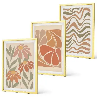 Pastel abstract flowers wall art three-piece set