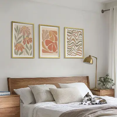 Pastel abstract flowers wall art three-piece set