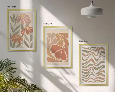 Pastel abstract flowers wall art three-piece set