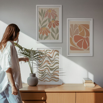Three-piece wall art piece Pastel abstract flowers