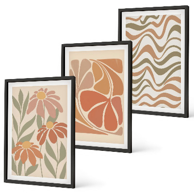 Three-piece wall art piece Pastel abstract flowers