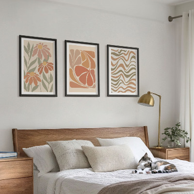 Three-piece wall art piece Pastel abstract flowers