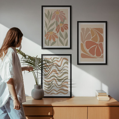 Three-piece wall art piece Pastel abstract flowers