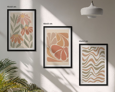 Three-piece wall art piece Pastel abstract flowers