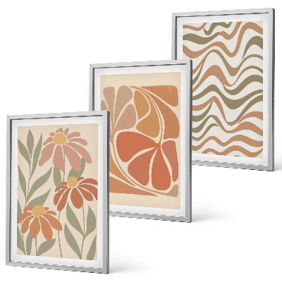 Three-piece wall art piece Pastel abstract flowers