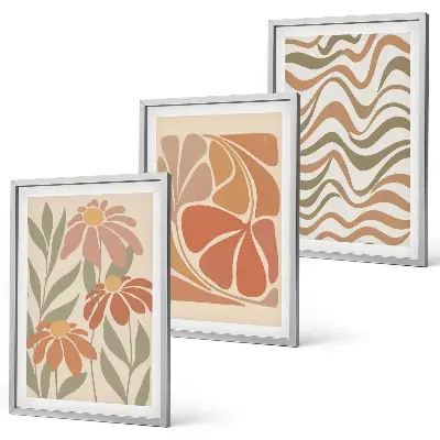 Pastel abstract flowers wall art three-piece set