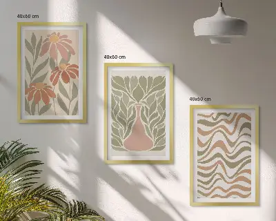 Pastel abstract flowers wall art set of 3 framed pieces
