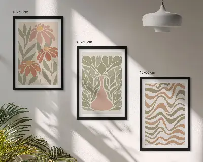 Pastel abstract flowers wall art set of 3 framed pieces