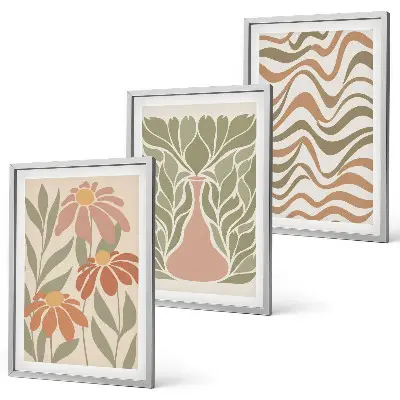 Pastel abstract flowers wall art set of 3 framed pieces