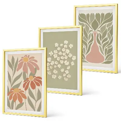 Floral boho wall art set patterned wall decorations