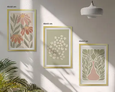 Floral boho wall art set patterned wall decorations