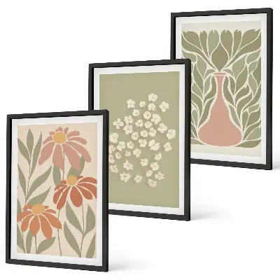 Floral boho wall art set patterned wall decorations