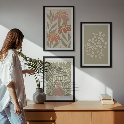 Wall art set Floral boho patterns