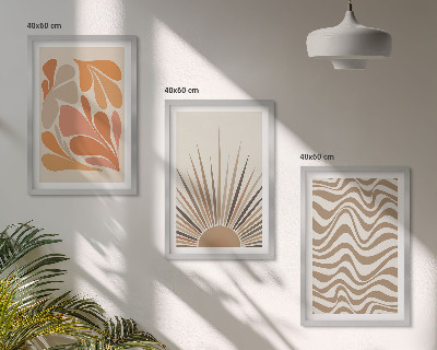 Three-piece wall art piece Sun boho pastel shapes