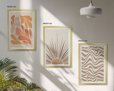 Three-piece wall art piece Sun boho pastel shapes