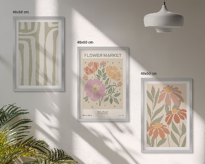 Set of 3 framed wall art pieces Botanical motifs Paris minimalism