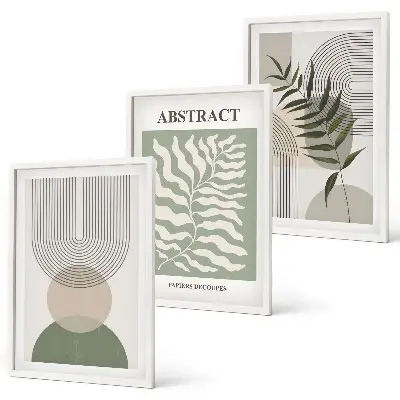 Botanical boho abstract wall art set 