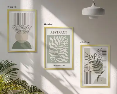 Botanical boho abstract wall art set 