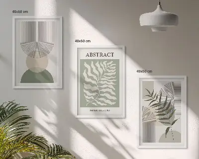 Botanical boho abstract wall art set 