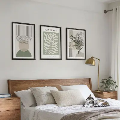 Botanical boho abstract wall art set 